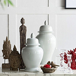 Ваза белая с крышкой однотонная Chinoiserie Ceramics варинант исполнения - 4 | Loft Concept в Нижнем Новгороде