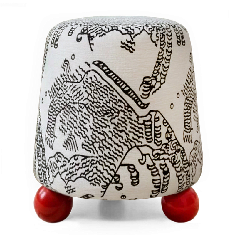 Пуф Wakonda Черно-Белый с красными ножками Белый Черный Красный в Нижнем Новгороде | Loft Concept 