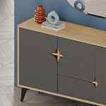 Комод цвета древесины с 3-мя дверцами и выдвижным ящиком темно-серого цвета SPARK CONSOLE OAK ANTHRACITE варинант исполнения - 3 | Loft Concept в Нижнем Новгороде