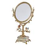 Зеркало с бронзовой подставкой в виде дерева и фарфоровыми птичками на голубом основании Eden Garden варинант исполнения - 1 | Loft Concept в Нижнем Новгороде