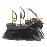 Часы настольные в виде парусника из натурального камня Обсидиан Sailboat Stone Clock варинант исполнения - 6 | Loft Concept в Нижнем Новгороде