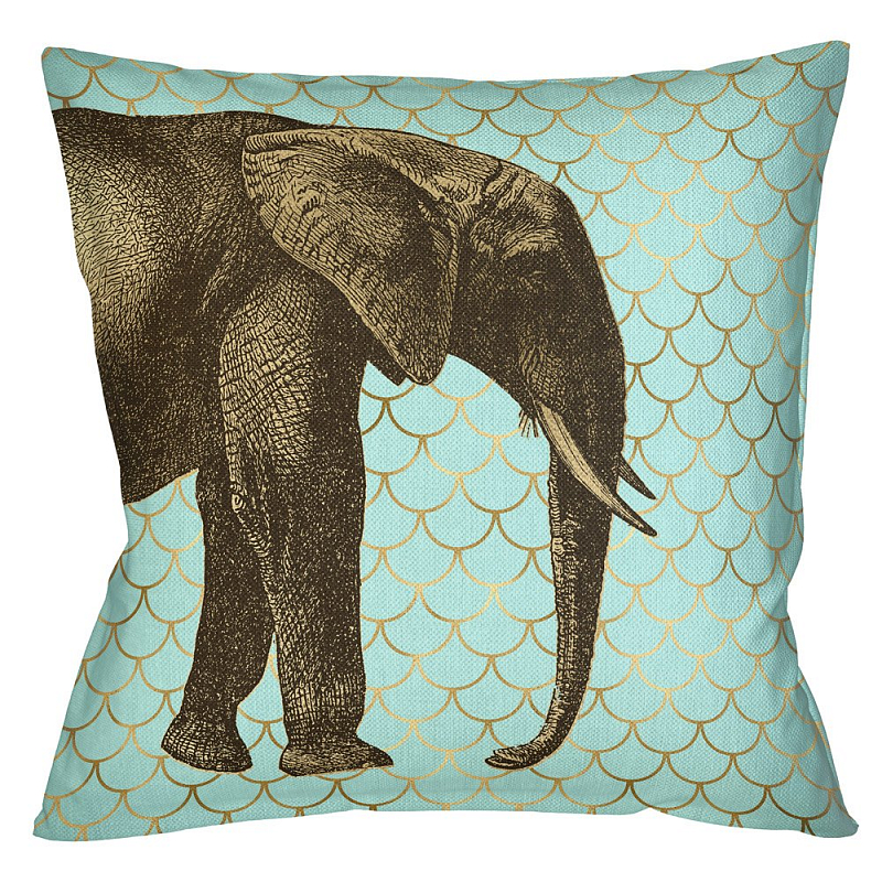 Подушка Safari light blue elephant Бирюзовый Глянцевое золото Подушка Safari light blue elephant Бирюзовый Глянцевое золото в Нижнем Новгороде | Loft Concept