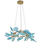 Люстра светодиодная золотистом каркасе с синими стеклянными листьями Blue Light Wreath варинант исполнения - 1 | Loft Concept в Нижнем Новгороде