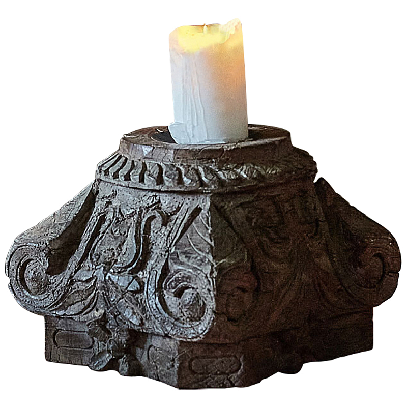 Подсвечник из массива тика Antique Solid Teak Candle Holder Коричневый в Нижнем Новгороде | Loft Concept 