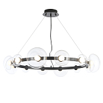 Люстра подвесная круглая с 12-ю прозрачными куполообразными плафонами и черным металлическим основанием Flos Wireline Lighting варинант исполнения - 1 | Loft Concept в Нижнем Новгороде