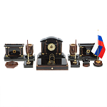 Настольный письменный набор с часами из природного камня обсидиана Peace Contract варинант исполнения - 1 | Loft Concept в Нижнем Новгороде