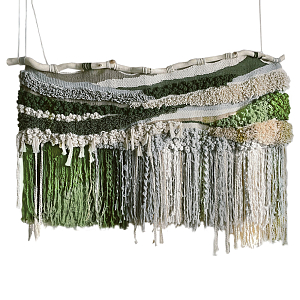 Дизайнерское текстильное Панно с зелеными вставками