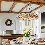 Люстра круглая с абажуром из устричных раковин Sea Ravens варинант исполнения - 4 | Loft Concept в Нижнем Новгороде