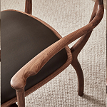 Стул деревянный с мягким сиденьем из коричневой натуральной кожи Moon Walnut Furniture варинант исполнения - 7 | Loft Concept в Нижнем Новгороде