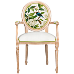 Стул с подлокотниками золотистый из бука с изображением птиц и цветов Blooming Birds варинант исполнения - 1 | Loft Concept в Нижнем Новгороде