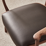 Стул деревянный с мягким сиденьем из коричневой натуральной кожи Moon Walnut Furniture варинант исполнения - 9 | Loft Concept в Нижнем Новгороде