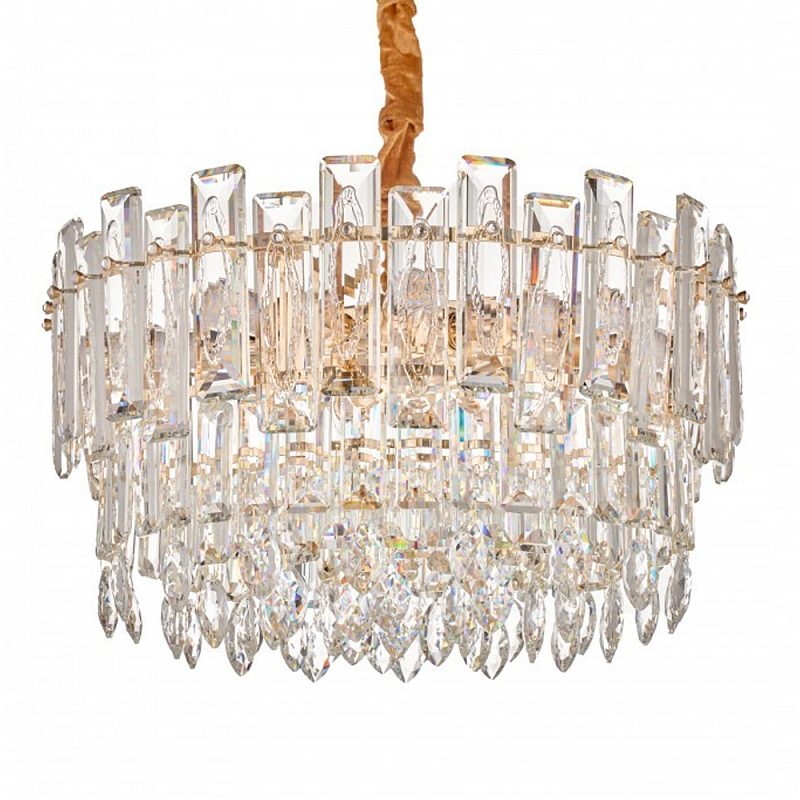 Круглая люстра с хрустальными подвесками на золотистом каркасе Gorgeous Crystal Light Золотой Прозрачный Круглая люстра с хрустальными подвесками на золотистом каркасе Gorgeous Crystal Light Золотой Прозрачный в Нижнем Новгороде | Loft Concept