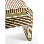 Тумбочка прикроватная с ящиком Tofino Stripes Bone Inlay Bedside Beige варинант исполнения - 3 | Loft Concept в Нижнем Новгороде