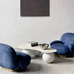 Дизайнерский журнальный стол с изогнутой столешницей на круглых ножках Rigilyr варинант исполнения - 3 | Loft Concept в Нижнем Новгороде