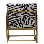 Кресло с металлическим золотистым каркасом и мягкой обивкой с чёрно-белым принтом зебры Wild animals варинант исполнения - 3 | Loft Concept в Нижнем Новгороде