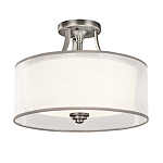 Потолочный светильник с двойным цилиндрическим плафоном из белого стекла и прозрачной органзы Kichler варинант исполнения - 7 | Loft Concept в Нижнем Новгороде