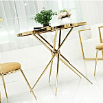 Обеденный стол с чёрной круглой столешницей на золотых ножках Rive Gauche Table варинант исполнения - 1 | Loft Concept в Нижнем Новгороде