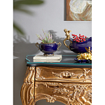 Чаша темно-синяя фарфоровая с бронзовыми ручками и ажурным ободком Eden Garden варинант исполнения - 4 | Loft Concept в Нижнем Новгороде