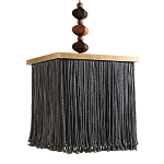 Люстра квадратная с бахромой и подвесом из деревянных бусин Psyche варинант исполнения - 2 | Loft Concept в Нижнем Новгороде