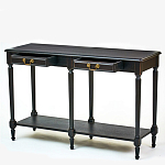 Консоль черная из массива березы с полкой и двумя ящиками Vintage варинант исполнения - 2 | Loft Concept в Нижнем Новгороде