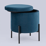 Синий пуф на черных ножках SANJAY варинант исполнения - 2 | Loft Concept в Нижнем Новгороде