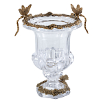 Ваза из прозрачного стекла на бронзовой подставке с ободком и ручками в виде стрекоз Eden Garden варинант исполнения - 1 | Loft Concept в Нижнем Новгороде