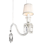 Подвесной светильник с белым текстильным абажуром и изогнутым хрустальным основанием с подвесками Lustre Reverie варинант исполнения - 4 | Loft Concept в Нижнем Новгороде