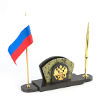 Визитница настольная с гербом и флагом России из природного камня змеевик Successful Leader варинант исполнения - 2 | Loft Concept в Нижнем Новгороде