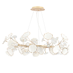 Люстра круглая с белыми лепестками из керамики и прозрачными хрустальными цветками Диаметр 82 см Wintery flovers варинант исполнения - 2 | Loft Concept в Нижнем Новгороде