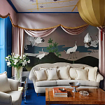 Обои ручная роспись Tsuro Cranes Original colourway on Tarnished Silver gilded paper варинант исполнения - 1 | Loft Concept в Нижнем Новгороде