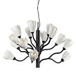 Люстра подвесная черного цвета с ветвями и белыми фарфоровыми цветами Floralis варинант исполнения - 1 | Loft Concept в Нижнем Новгороде