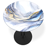 Стол журнальный с круглой бело-голубой столешницей из стекла White and Blue Marble варинант исполнения - 2 | Loft Concept в Нижнем Новгороде