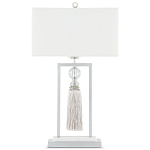 Настольная лампа с прямоугольным тканевым абажуром на белом мраморном основании Silver Threads варинант исполнения - 3 | Loft Concept в Нижнем Новгороде