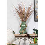 Ваза зеленого цвета из фарфора с бронзовыми ручками в виде драконов и рельефным цветочным декором Eden Garden porcelain and bronze варинант исполнения - 7 | Loft Concept в Нижнем Новгороде