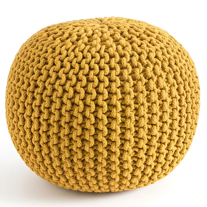 Круглый вязаный пуф Yellow Knitted Ball Pouf Желтый в Нижнем Новгороде | Loft Concept 