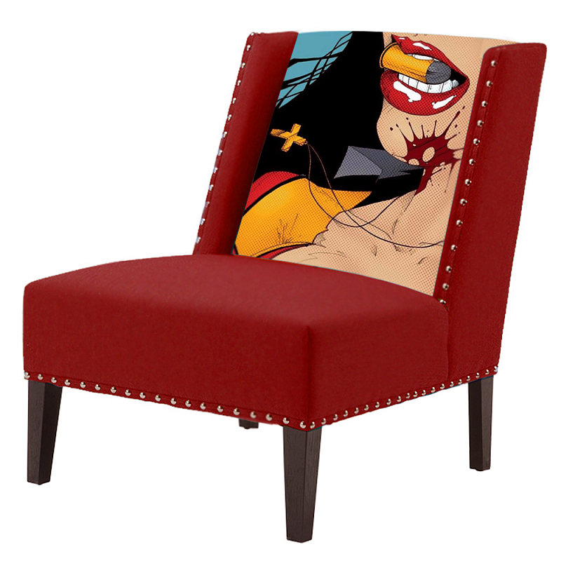 FUN Armchair "Super woman" Red Дизайнерское кресло с цветным принтом Бургундский красный в Нижнем Новгороде | Loft Concept 