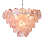 Люстра с каскадом из круглых розовых стеклянных дисков Pink Light Waterfall варинант исполнения - 5 | Loft Concept в Нижнем Новгороде