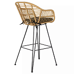 Стул барный с ротанговым плетением Half Bar Chair with Wicker с подлокотниками варинант исполнения - 4 | Loft Concept в Нижнем Новгороде