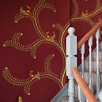 Обои с вышивкой ручной работы Fyodor Original colourway on Merlot linen варинант исполнения - 2 | Loft Concept в Нижнем Новгороде