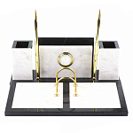 Настольный письменный набор из белого мрамора с часами Marble Accessory варинант исполнения - 1 | Loft Concept в Нижнем Новгороде