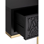 Приставной столик с резным узором на выдвижном ящике Black Table Carved Pattern варинант исполнения - 3 | Loft Concept в Нижнем Новгороде