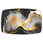 Обеденный стол с прямоугольной черно-золотой столешницей из стекла на 4-х металлических ножках Gold and Black Marble варинант исполнения - 2 | Loft Concept в Нижнем Новгороде