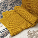 Плед из хлопка жемчужной вязки горчичного цвета Waffle Comfort варинант исполнения - 6 | Loft Concept в Нижнем Новгороде