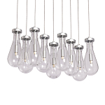 Люстра с 9-ю прозрачными плафонами из стекла в форме капли на прямоугольном потолочном основании цвета хром Lucid Rain  варинант исполнения - 1 | Loft Concept в Нижнем Новгороде