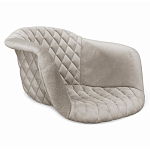 Барный стул со спинкой и мягкой обивкой с ромбами на 4-х деревянных ножках Бежевый Велюр Ava Charm варинант исполнения - 2 | Loft Concept в Нижнем Новгороде