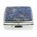 Таблетница карманная квадратная c 2-мя отделениями с зеркалом и накладкой из натурального камня Лазурит Silver Stone Pillboxes варинант исполнения - 3 | Loft Concept в Нижнем Новгороде