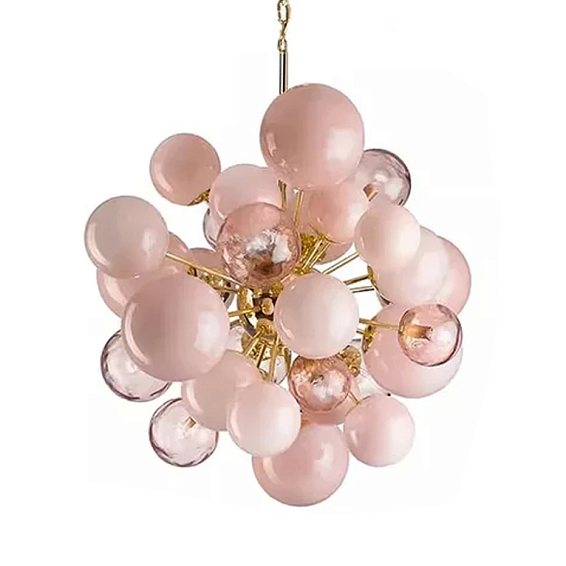 Люстра розовые шары на золотом каркасе Pink Light Bubbles Розовый Люстра розовые шары на золотом каркасе Pink Light Bubbles Розовый в Нижнем Новгороде | Loft Concept