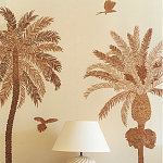 Обои с вышивкой ручной работы Deco Palms Raffia on linen варинант исполнения - 1 | Loft Concept в Нижнем Новгороде