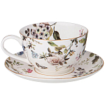 Чайный сервиз из фарфора белый с рисунком цветов на 6 персон 14 предметов Garden Whisper Porcelain Set  варинант исполнения - 1 | Loft Concept в Нижнем Новгороде