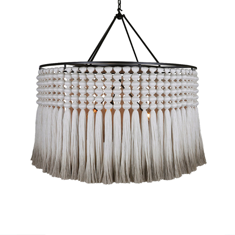 Люстра серая плетеная с кисточками Boho Tassel Chandelier Серый Темная бронза Люстра серая плетеная с кисточками Boho Tassel Chandelier Серый Темная бронза в Нижнем Новгороде | Loft Concept